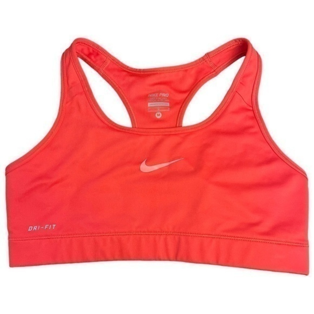 Nike Pro Dri-fit Racerback Sports Bra - Coral/Salmon, Women’s medium